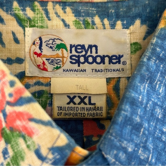 Reyn Spooner Vintage Hawaiian Blue Shirt Popover Flower Print Size XXL Ta… - Picture 4 of 4